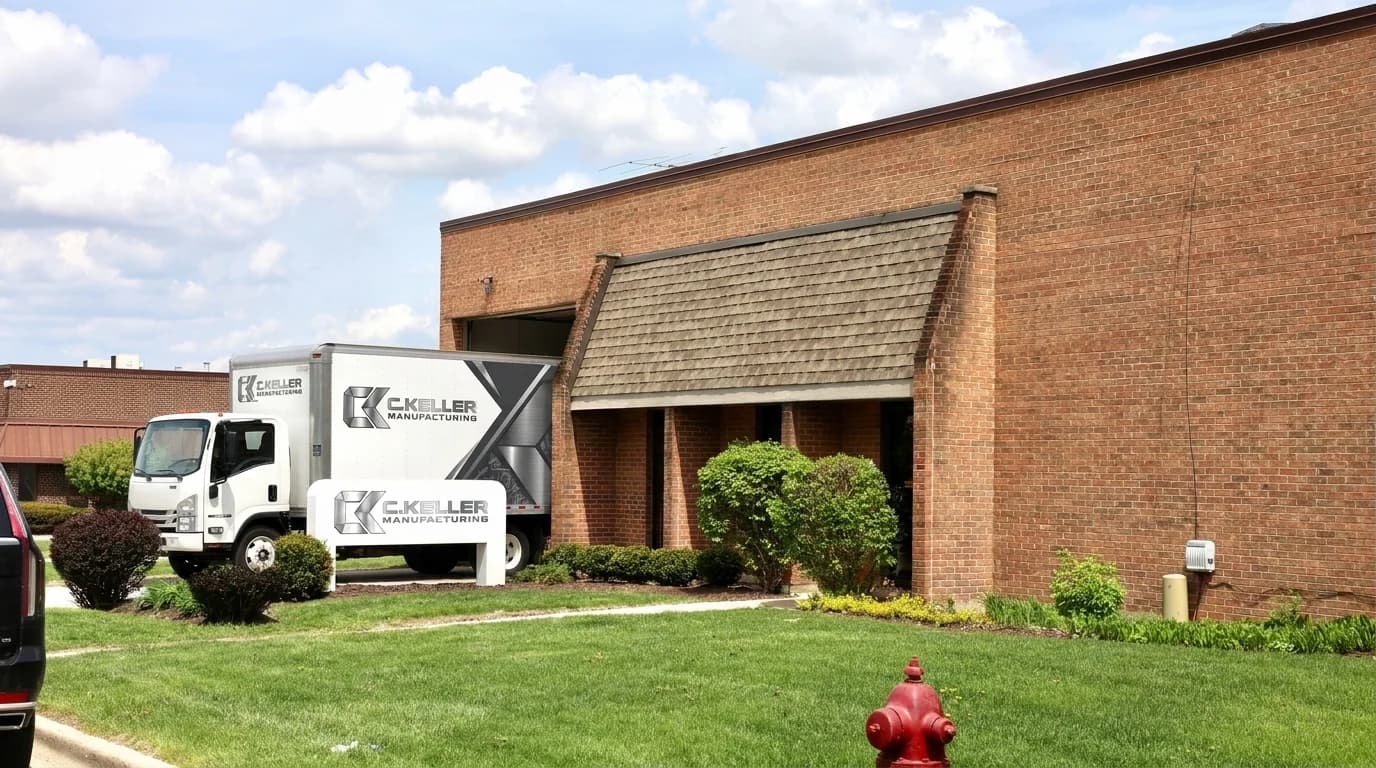C. Keller Manufacturing delivery truck outside the Villa Park facility